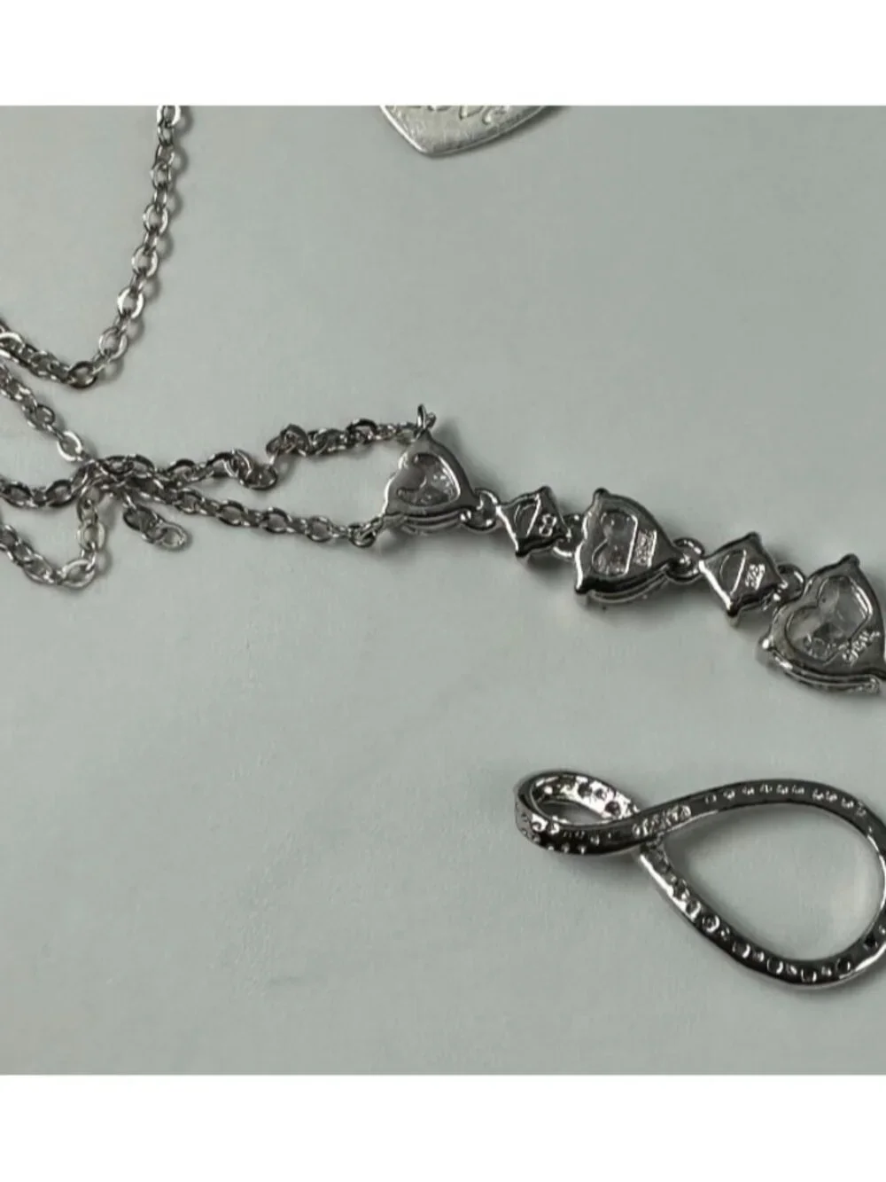 925 Sterling Silver Charm Pendant Lot Cross Heart Infinity Chai CZ 9 Pieces
